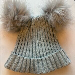 Baby Gap Gray Knit Pom-Pom Hat for Kids